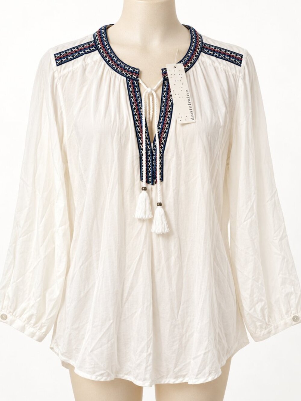 NWT Daniel Rainn Blue & White Printed Blouse Women’s Elegant Work Top